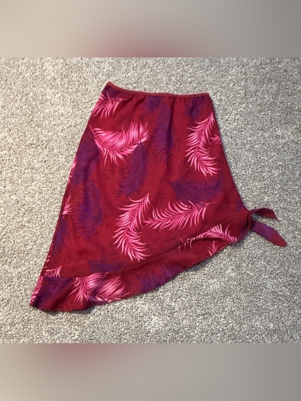 Studio Soleil Women's Wrap Midi Skirt Floral Red Pink Purple Chiffon Tie S